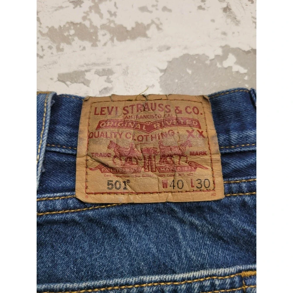Levis Original 501 Straight Leg Button Fly Denim Jeans 100% Cotton Men's 40x30‎